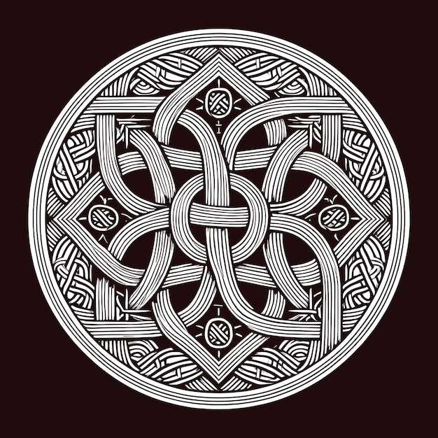 Vector complex white celtic knot with geometric elements