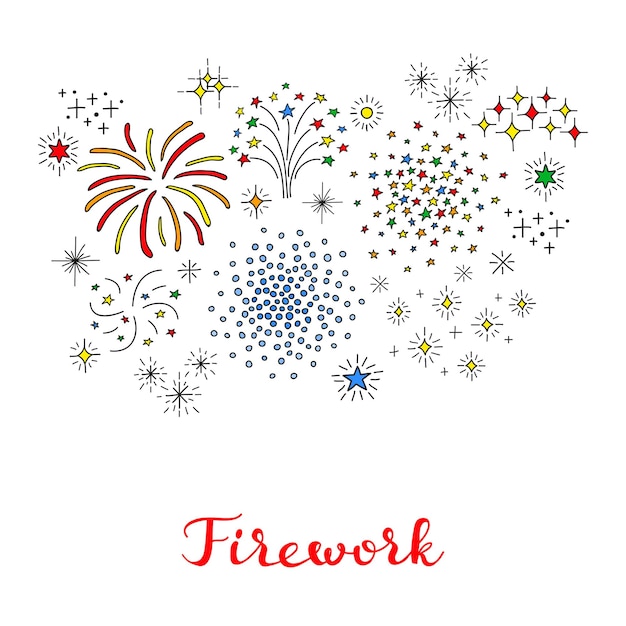 Composition of doodle fireworks