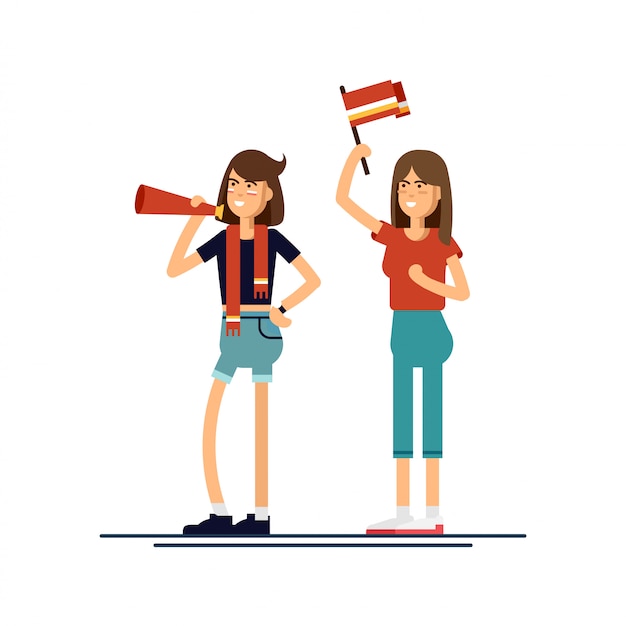 Composition people with flags make up  illustration