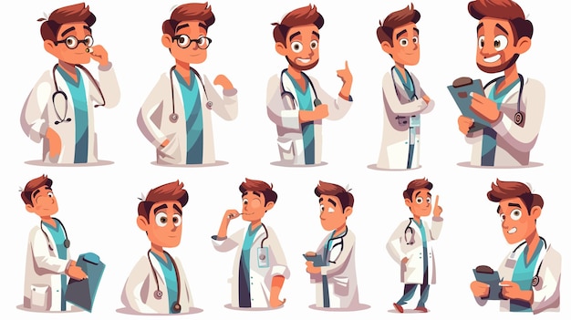 Vector comprehensive doctor and healthcare collage cartoon vector illustration