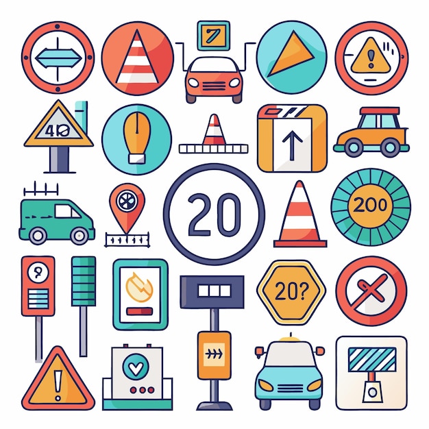 Vector comprehensive guide to traffic signs and road symbols illustrated