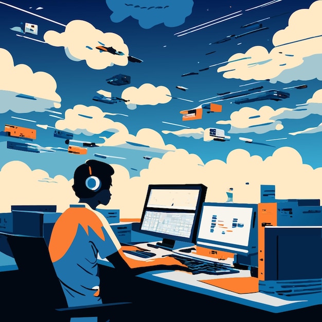 computacin en la nube vector illustration flat 2