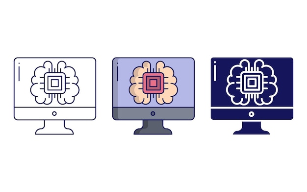 Computer brain AI icon