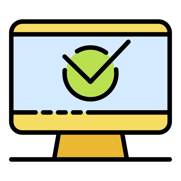 Vector computer check note icon outline computer check note vector icon color flat isolated