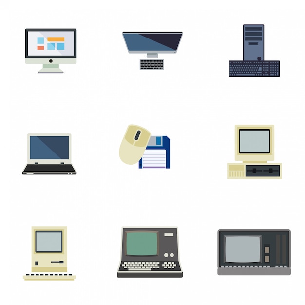 Computer flat icons set