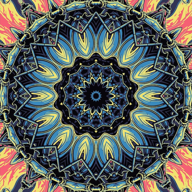 Computer generated seamless kaleidoscope flower pattern illustration