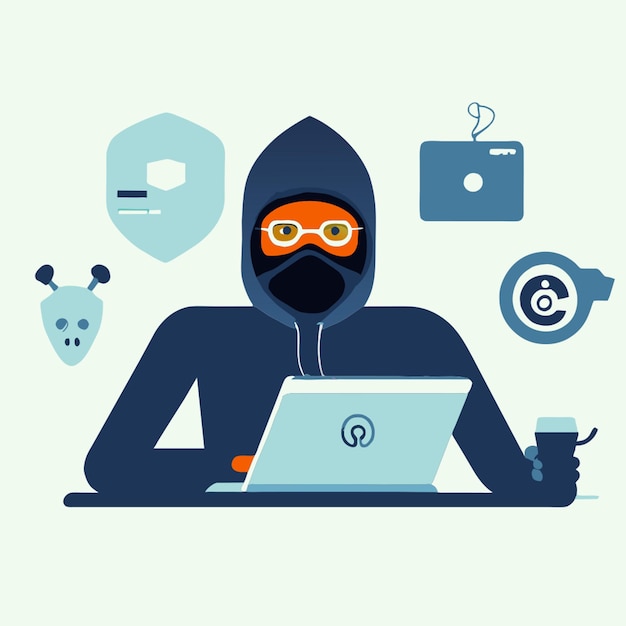 computer hacked vector illustration cartoon