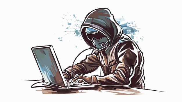 Computer Hacking Concept Handdrawn Vector Illustration