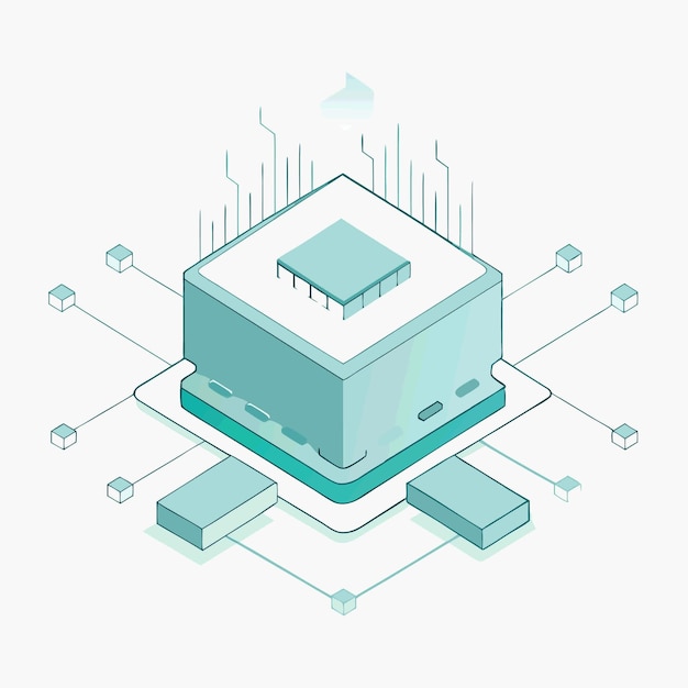 Vector computer hardware components parts and devices featuring central processing unit cpu vector style