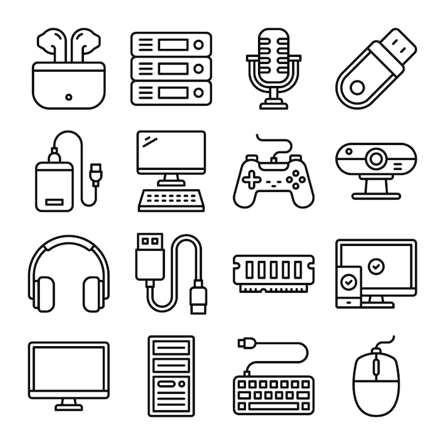 Computer and hardware outline icon pack