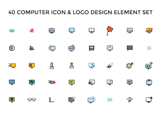 Computer Icon Logo Design Set