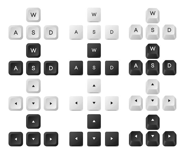 Computer key combinations Set of key combinations Command set icons Computer keyboard button