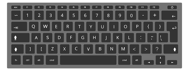 Computer keyboard black template Typing buttons view