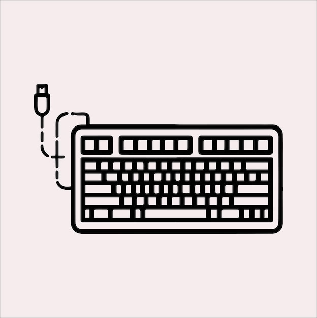 Vector computer keyboard vector silhouette illustration icon on a white background