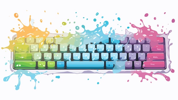 Vector a computer keyboard with colorful keys and a colorful background