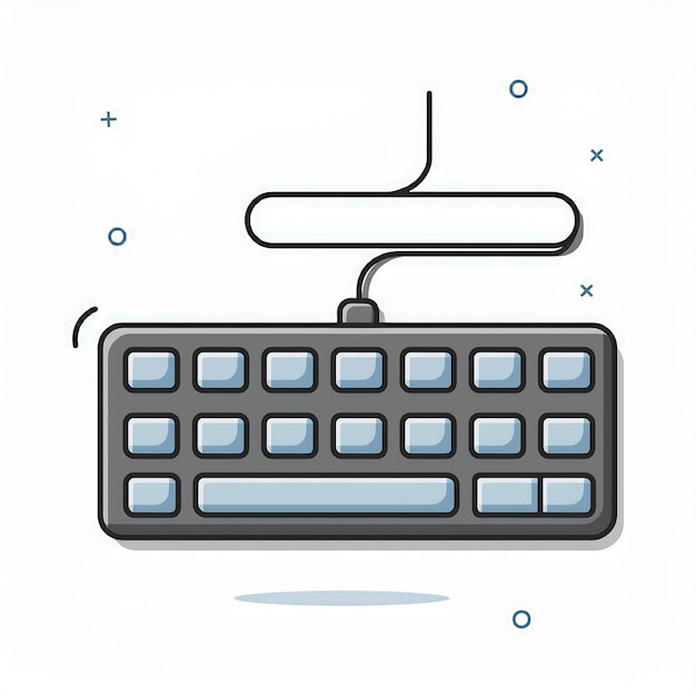 Vector a computer keyboard with a keyboard with a blue keys and a white background