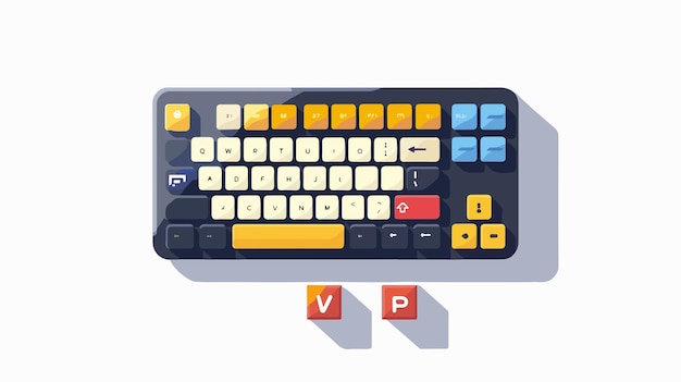 Vector a computer keyboard with the letter v on it