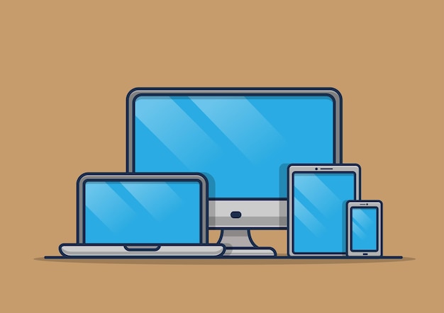 Computer, laptop, tablet, smartphone, gadget concept illustration