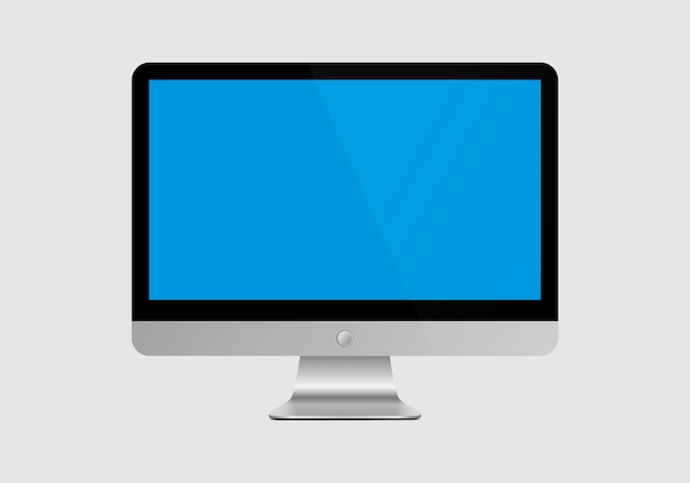 Computer monitor display isolated. Vector illustration. Blue TV screen or lcd monitor.