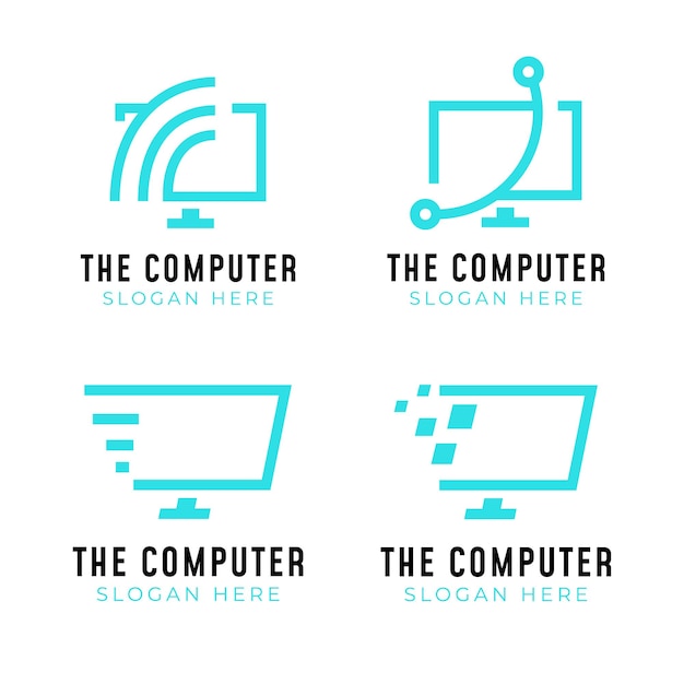 Computer monitor logo collection with technology concept for internet symbol