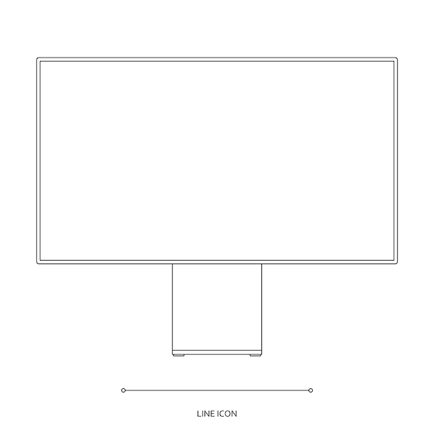 Computer monitor outline icon on white background