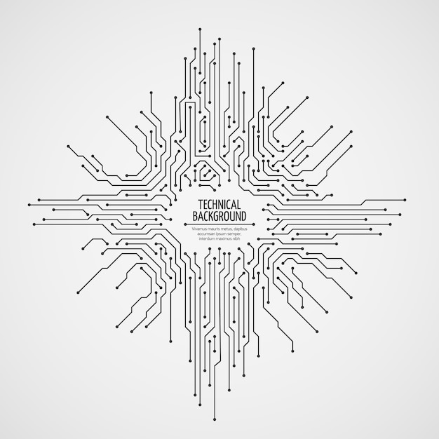 Computer motherboard vector background with circuit board electronic elements