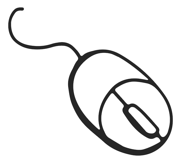 Computer mouse icon Control device black doodle