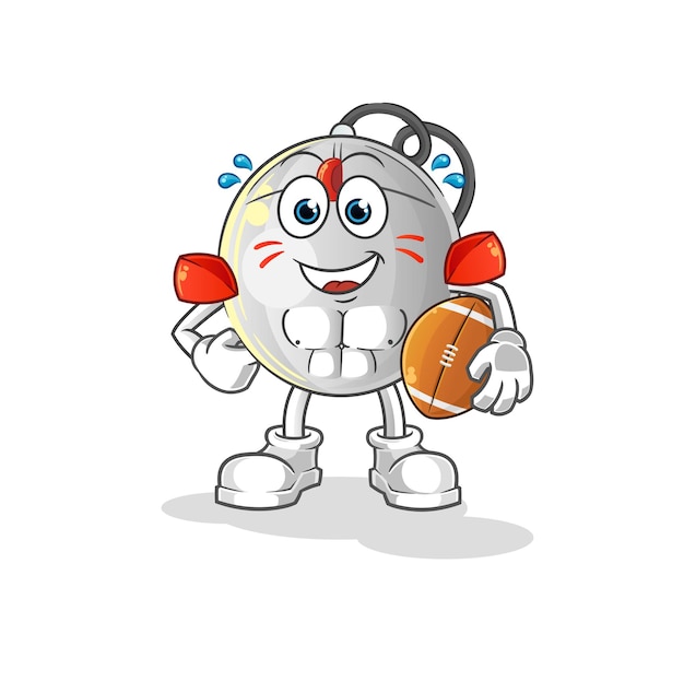 Computer mouse playing rugby character. cartoon mascot vector