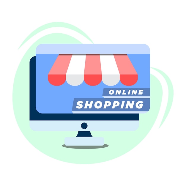 computer online shopping flat icon design