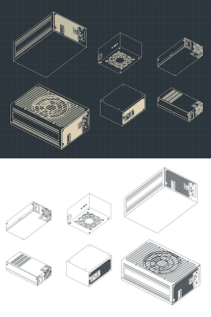 Computer power supplies isometric drawings