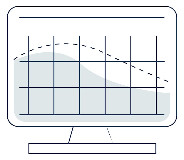 Computer screen with statistic chart Digital data analysis icon