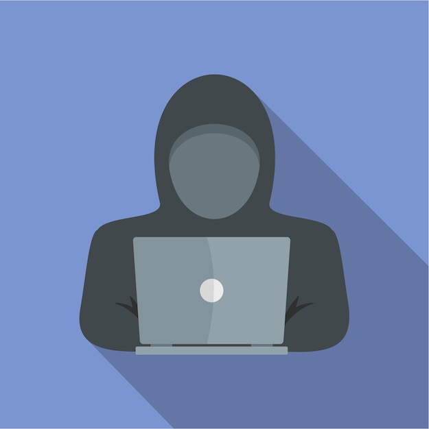 Computer thief icon Flat illustration of computer thief vector icon for web