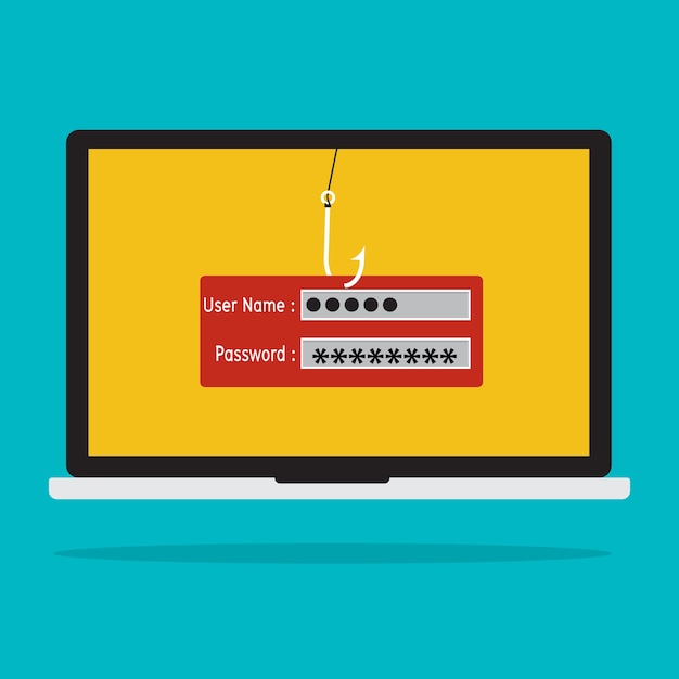 Computer with malware virus phishing username and password