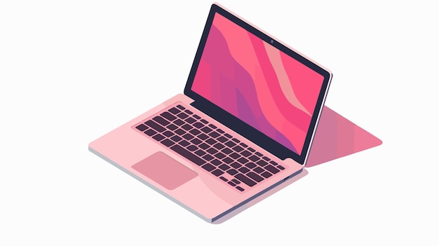 Vector a computer with a pink screen that says  the screen