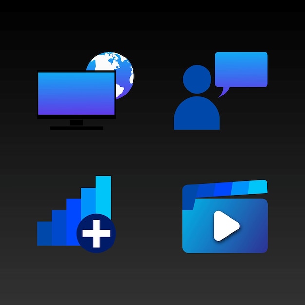 Computing tools flat vector icons