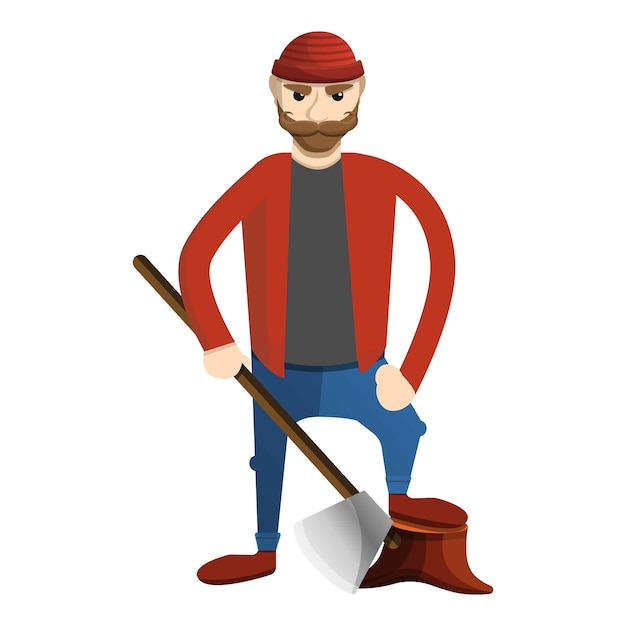 Concentrated lumberjack icon Cartoon of concentrated lumberjack vector icon for web design isolated on white background