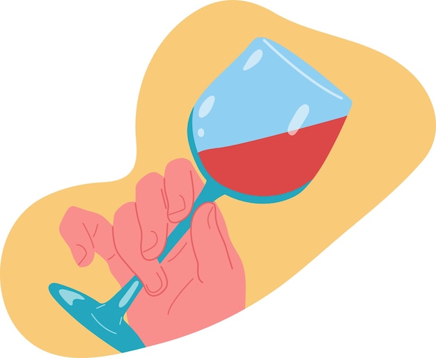 The concept of alcoholism The hand of a girl or a man holds a glass Vector flat