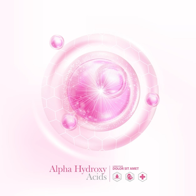 concept of Alpha hydroxy acid AHA for Skin Care Cosmetic poster banner design