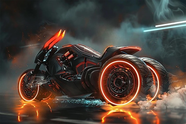 Vector the concept art of the motorcycle electric motorbike motorcycle with lightning electricity