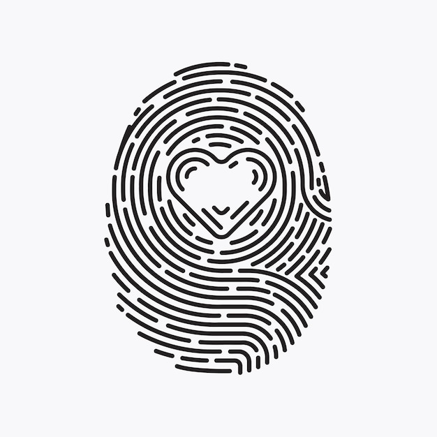 Concept astrology heart of love fingerprint DNA vector illustration