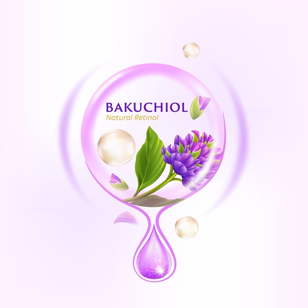 concept of Bakuchio Serum Natural Retinol for Skin Care Cosmetic poster banner design