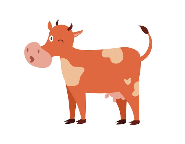 Concept Cartoon cow moo This vector illustration depicts a brown cow on a farm