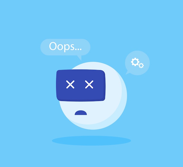 Concept chatbot error. Modern flat style vector illustration