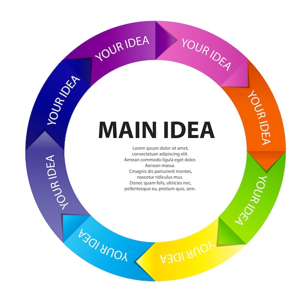 Concept of colorful circular banners with arrows for different b