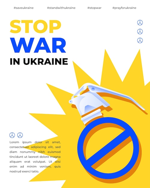 Concept Creative Ilustration Stop War in Ukraine for Template Poster