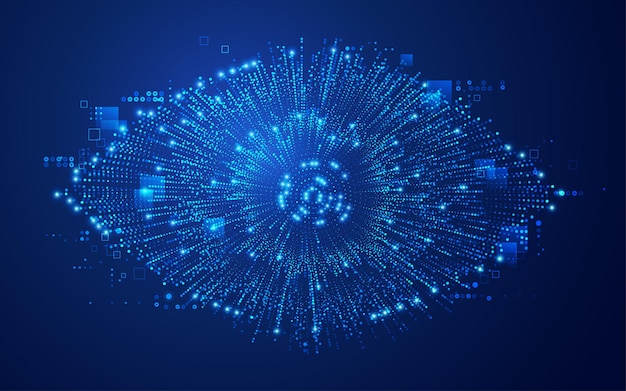 Concept of cyberspace or digital transformation, graphic of dotted eye with futuristic element