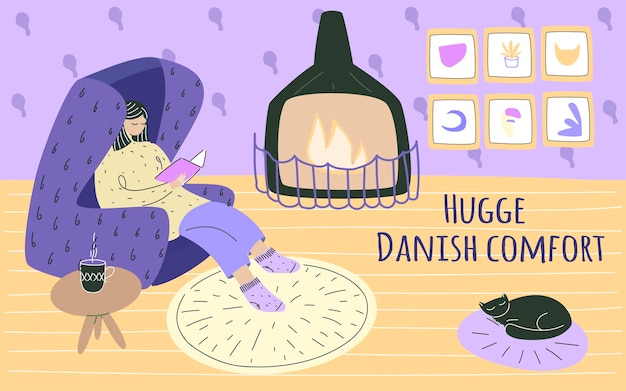 The concept of Danish hygge autumn mood craving for coziness and home comfort