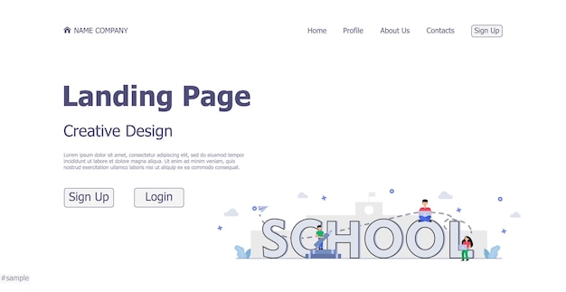 Concept design concept online school landing page website Vector