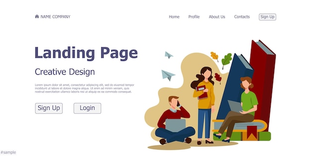 Concept design concept online school landing page website Vector