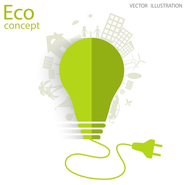 The concept of ecology with a light bulb